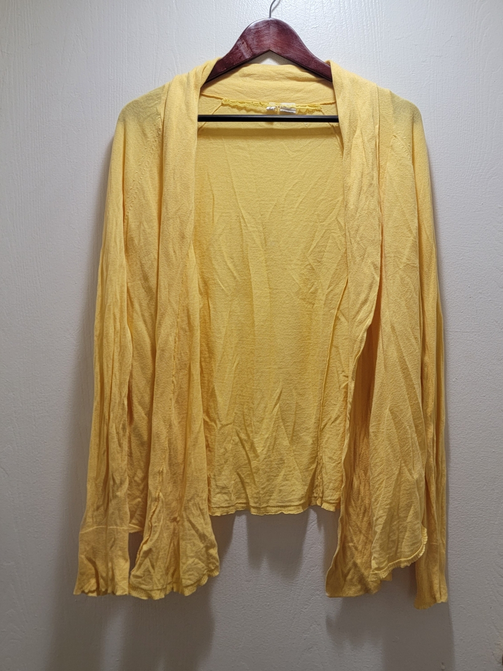 Moth By Anthropologie Yellow Open-Front Lightweight Cardigan